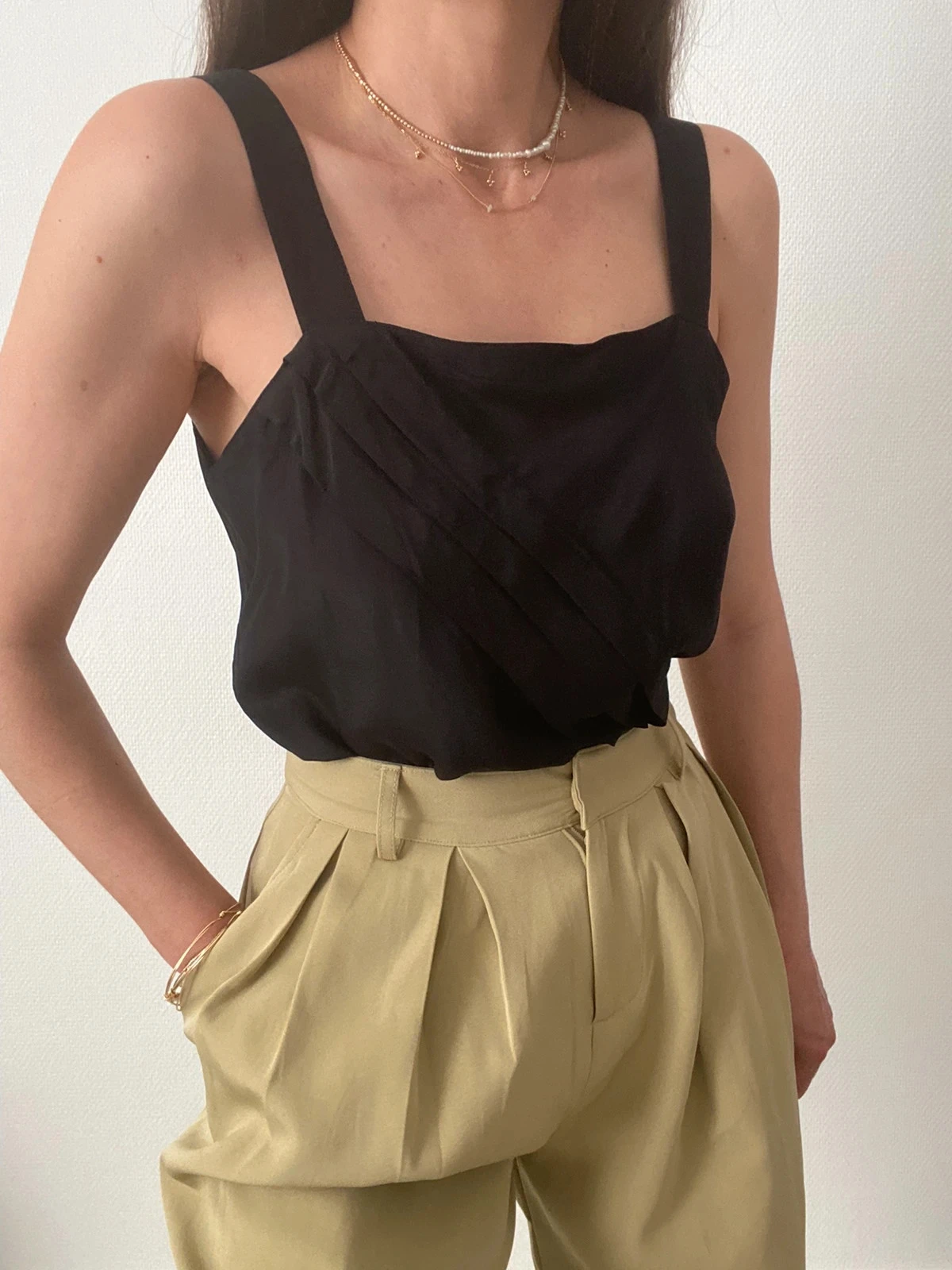 🌺Top met schouderbanden in retrostijl met plooien – photo 2